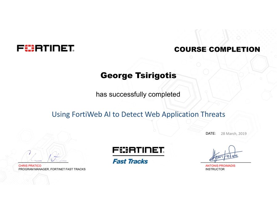 FortiGate training certificate preview